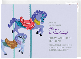 'Carousel Horses' Kids Birthday Invitation