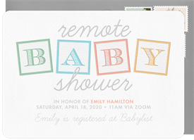 'Remote Baby Blocks' Virtual / Remote Invitation