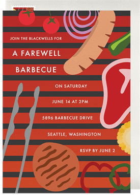 'Backyard BBQ Grill' Going Away Party Invitation