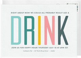 'Colorful Drink' Happy Hour Invitation