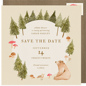 'Woodland Charm' Baby Shower Save the Date