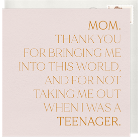 'Thanks Mom' Mother's Day Card