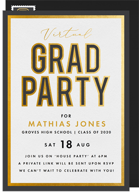 'Gilded Grad Party' Virtual / Remote Invitation
