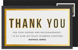 'Gilded Grad Party' Virtual / Remote Thank You Note