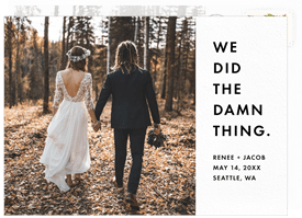 'Did The Damn Thing' Wedding Announcement