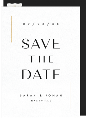 'Vertical Gold Accents' Wedding Save the Date
