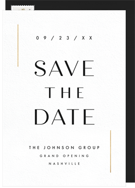 'Vertical Gold Accents' Business Save the Date