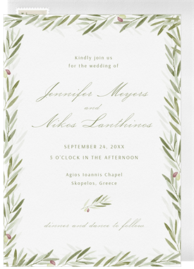 'Olive Branches' Wedding Invitation