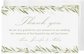 'Olive Branches' Wedding Thank You Note