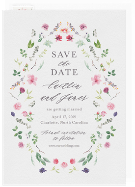 'Watercolor Floral Frame' Wedding Save the Date