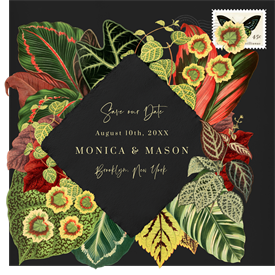 'Exotic Tropical Leaves' Wedding Save the Date