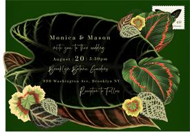 'Exotic Tropical Leaves' Wedding Invitation