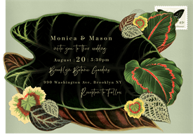 'Exotic Tropical Leaves' Wedding Invitation