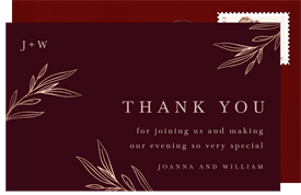 'Floral Leaves' Wedding Thank You Note