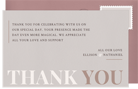 'Typography Lovers' Wedding Thank You Note