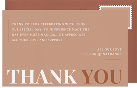 'Typography Lovers' Wedding Thank You Note