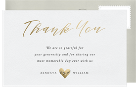 'Love Heart' Wedding Thank You Note