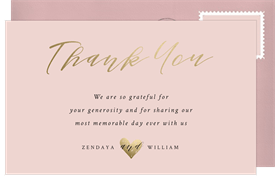 'Love Heart' Wedding Thank You Note