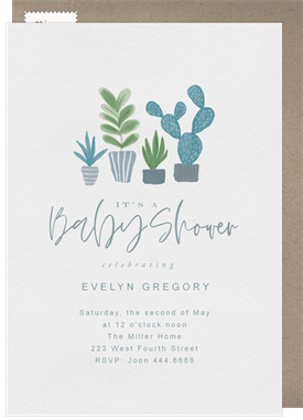 'Succulent Garden' Baby Shower Invitation
