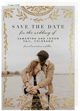 'Woodcut Border' Wedding Save the Date