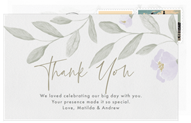 'Soft Watercolor Florals' Wedding Thank You Note