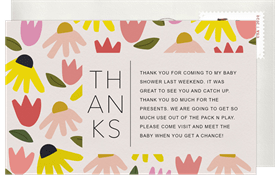 'Cut Paper Flowers' Baby Shower Thank You Note