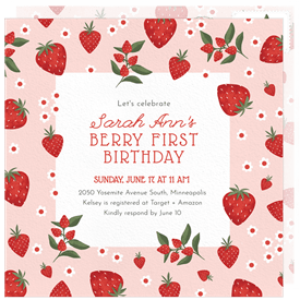 'Little Berry' Kids Birthday Invitation