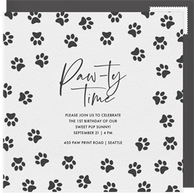 'Pawty Paw Prints' Pet-Related Invitation
