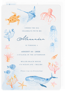 'Ocean Love' Kids Birthday Invitation