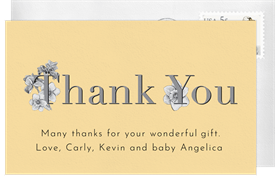 'Intertwined Florals' Baby Shower Thank You Note