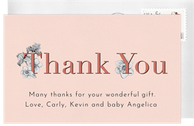 'Intertwined Florals' Baby Shower Thank You Note