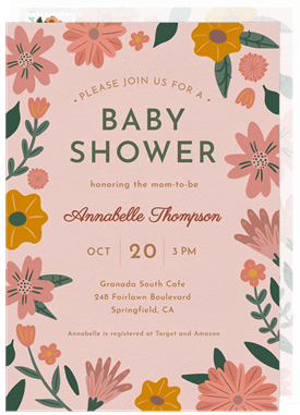 'Energetic Florals' Baby Shower Invitation