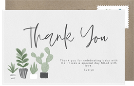 'Succulent Garden' Baby Shower Thank You Note