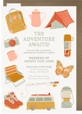 'Outdoors Adventure' Adult Birthday Invitation