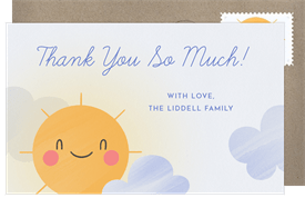 'My Sunshine' Baby Shower Thank You Note