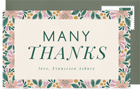'Floral Pattern Border' Baby Shower Thank You Note