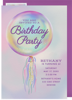 'Iridescent Balloon' Kids Birthday Invitation