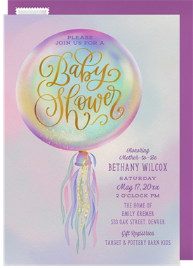 'Iridescent Balloon' Baby Shower Invitation