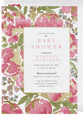 'Peony Power' Baby Shower Invitation