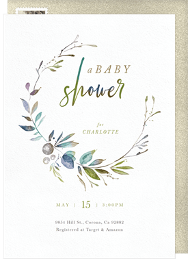 'Whimsical Floral Wreath' Baby Shower Invitation