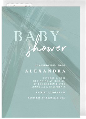 'Contemporary Brushstrokes' Baby Shower Invitation