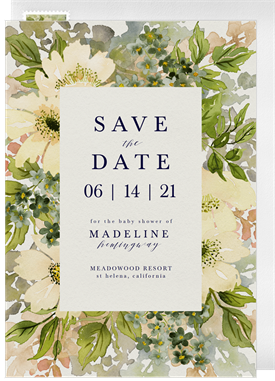 'Soft Botanicals' Baby Shower Save the Date
