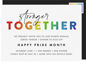 'Stronger Together' Pride Invitation