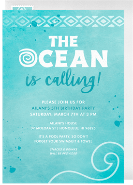 'The Ocean is Calling' Kids Birthday Invitation