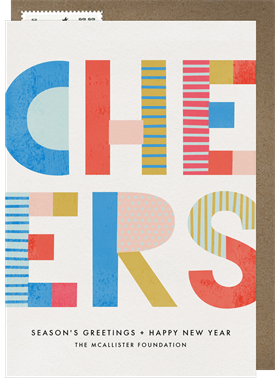 'Patterned Cheers' Business Holiday Greetings Card