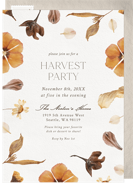 'Autumn Florals' Fall Party Invitation