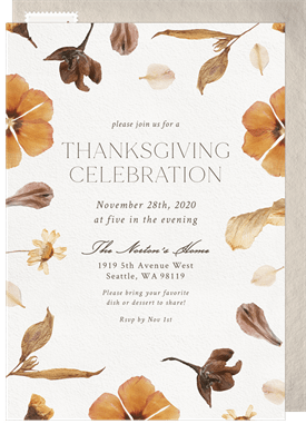 'Autumn Florals' Thanksgiving Invitation