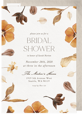 'Autumn Florals' Bridal Shower Invitation