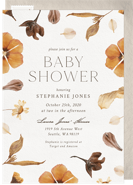 'Autumn Florals' Baby Shower Invitation