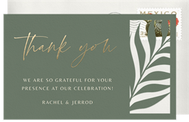 'Laser-Cut Palms' Wedding Thank You Note